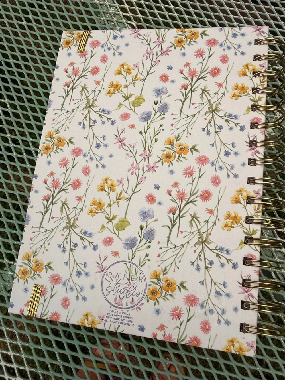 Bloom With Grace Floral Spiral Notebook in White with Gold Accents